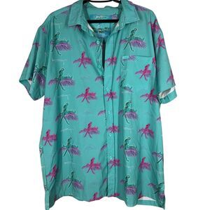 Retro Rifle "Saws & Macaws" Blue Hawaiian Shirt Mens Sz 2XL Vacation Cruise